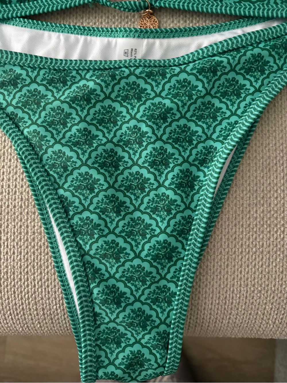 Cupshe Green Patterned Triangle Bikini Set - Picture 3 of 4